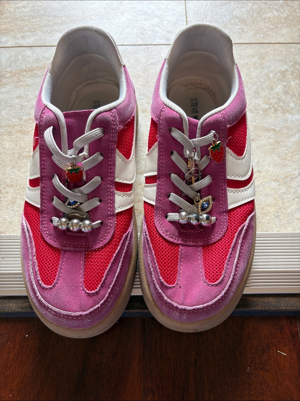 Steve Madden Kids Pink and Red Charm Sneakers